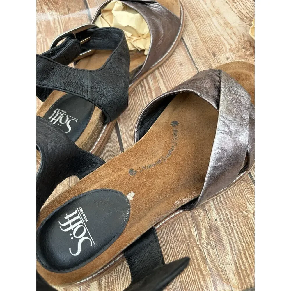 Sofft Womens Strappy Sandals Black Bronze Leather Hook & Loop Ankle Strap 8.5 - Picture 7 of 11